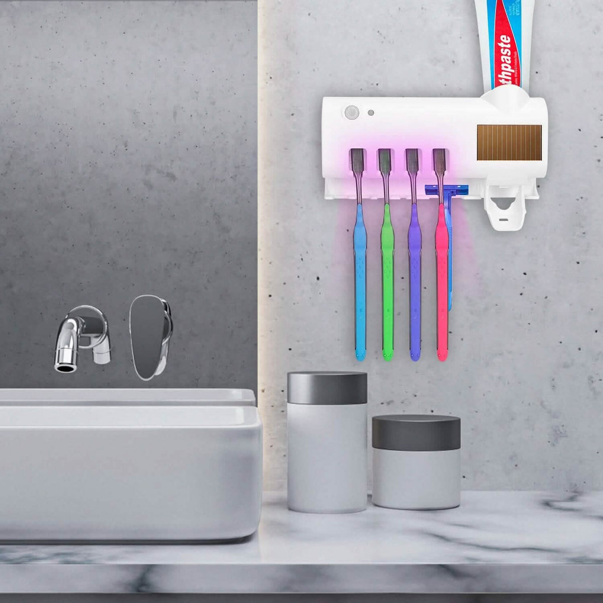 Wall Mounted Toothbrush Sanitizer Holder IR Induction UV Sanitization Rack-Wall Mounted Toothbrush Sanitizer Holder IR Induction UV Sanitization Rack