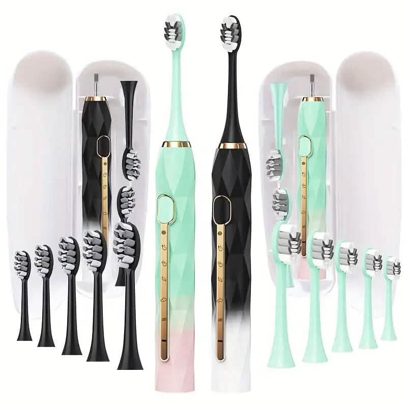 Waterproof USB Rechargeable Electric Toothbrush with 10 Replaceable Toothbrush Heads, Charger and Case-Waterproof USB Rechargeable Electric Toothbrush with 10 Replaceable Toothbrush Heads, Charger and Case