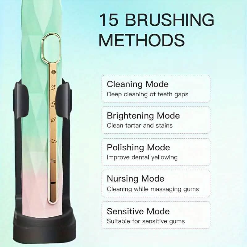 Waterproof USB Rechargeable Electric Toothbrush with 10 Replaceable Toothbrush Heads, Charger and Case-Waterproof USB Rechargeable Electric Toothbrush with 10 Replaceable Toothbrush Heads, Charger and Case