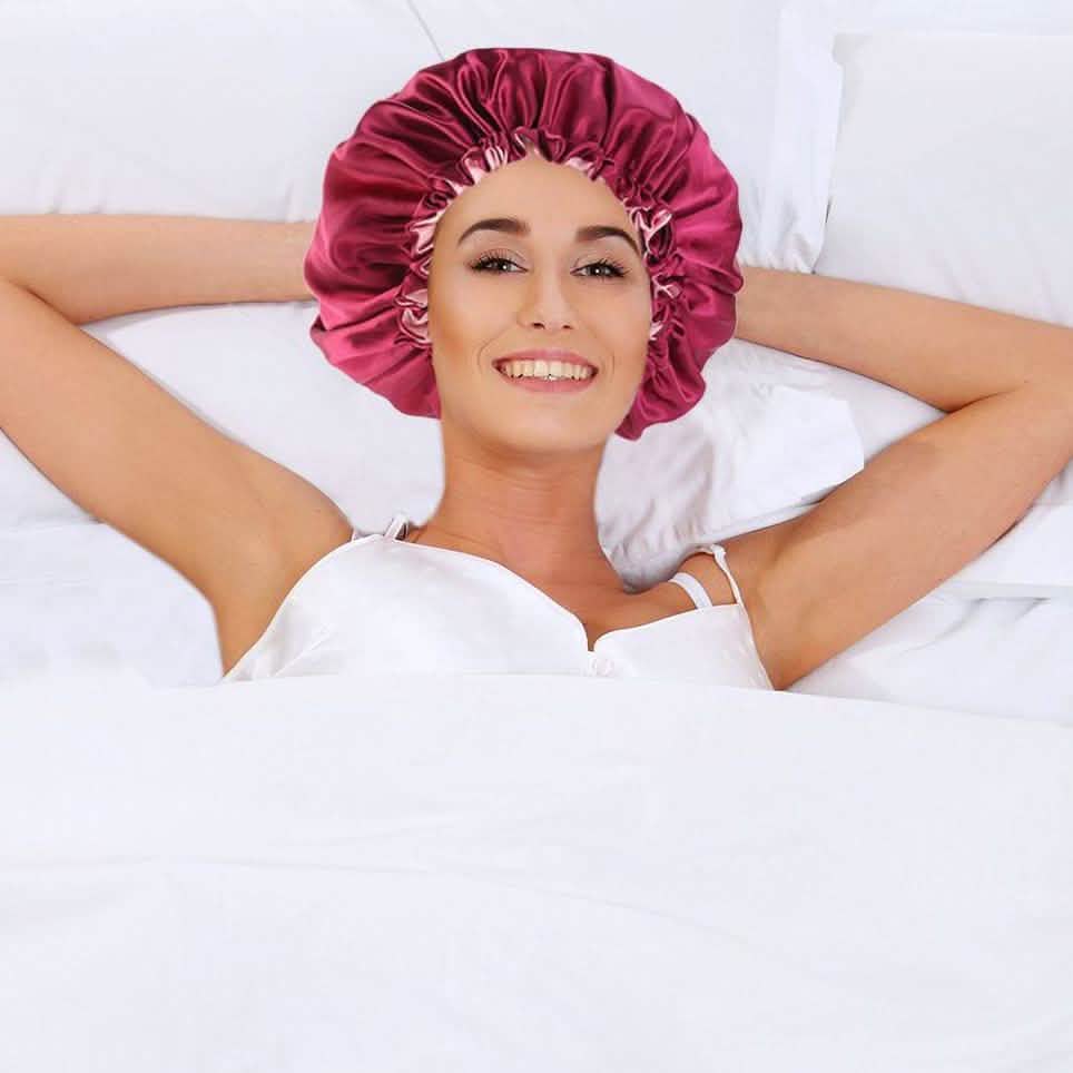 Women's Double Layer Reversible Silky Satin Headscarf Sleeping Bonnet Hat Headband-Women's Double Layer Reversible Silky Satin Headscarf Sleeping Bonnet Hat Headband