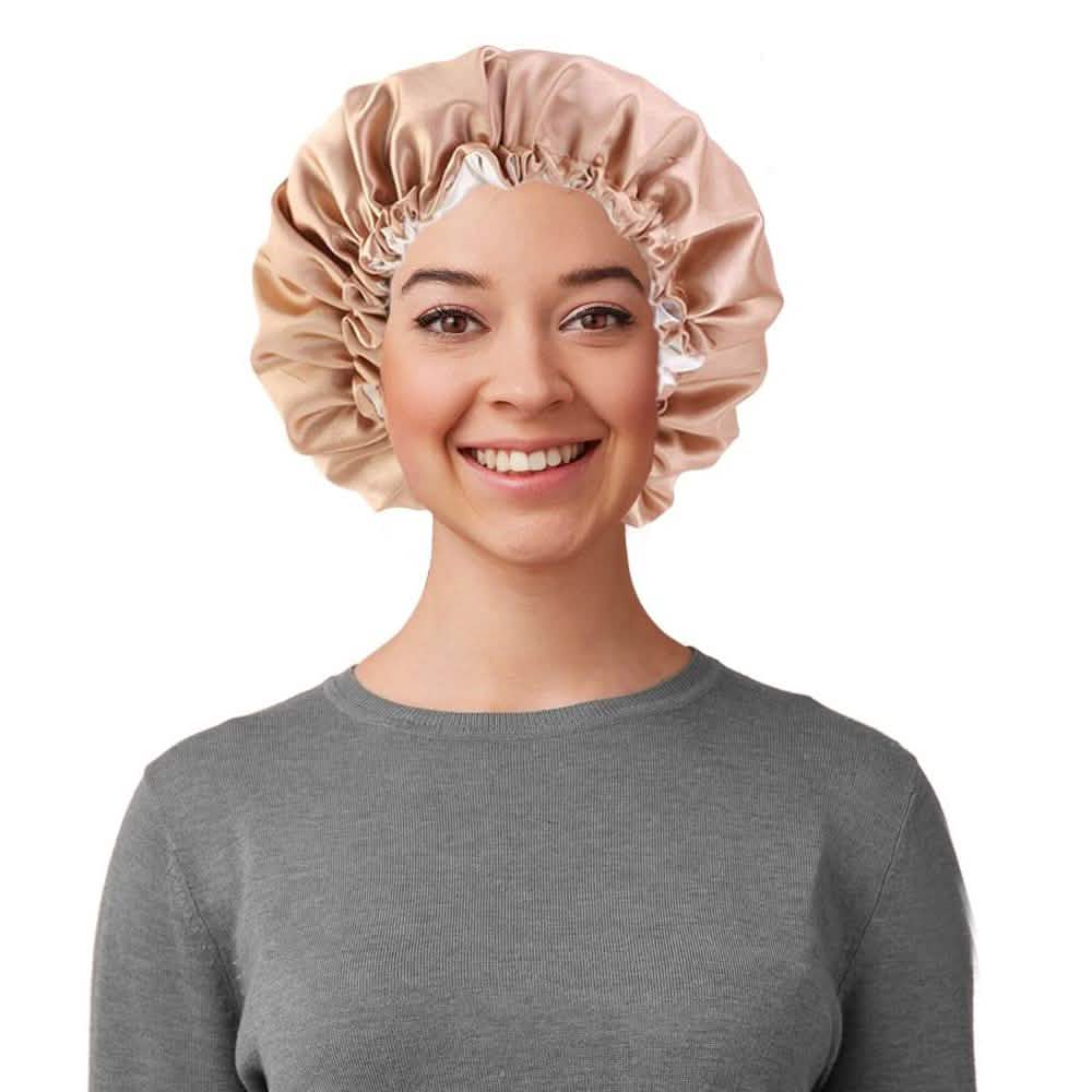Women's Double Layer Reversible Silky Satin Headscarf Sleeping Bonnet Hat Headband-Women's Double Layer Reversible Silky Satin Headscarf Sleeping Bonnet Hat Headband