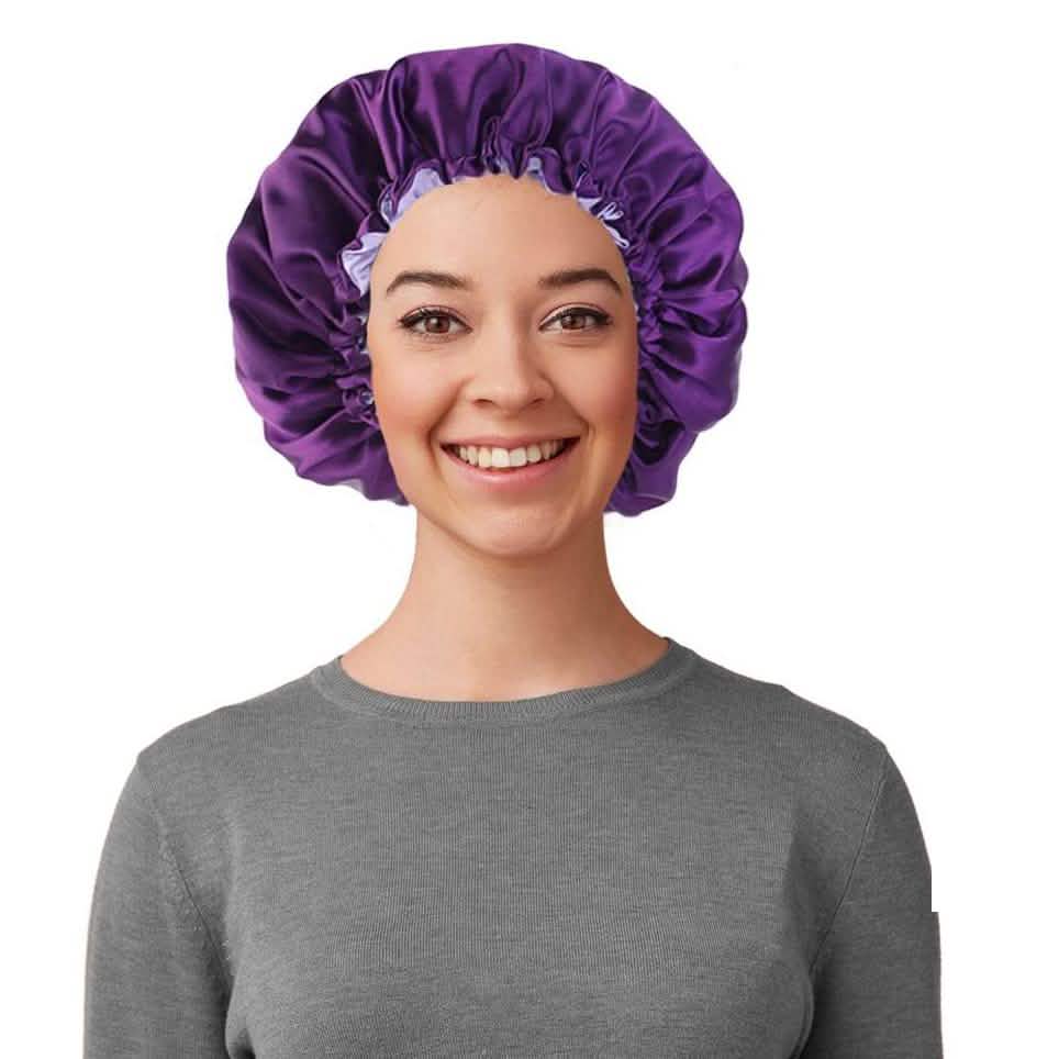 Women's Double Layer Reversible Silky Satin Headscarf Sleeping Bonnet Hat Headband-Women's Double Layer Reversible Silky Satin Headscarf Sleeping Bonnet Hat Headband