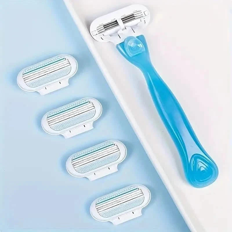 Women's Manual Hair Removal Tool, 1 Handle + 8 Blades, 3-layer Stainless Steel Blades, Non Slip Handle-Women's Manual Hair Removal Tool, 1 Handle + 8 Blades, 3-layer Stainless Steel Blades, Non Slip Handle
