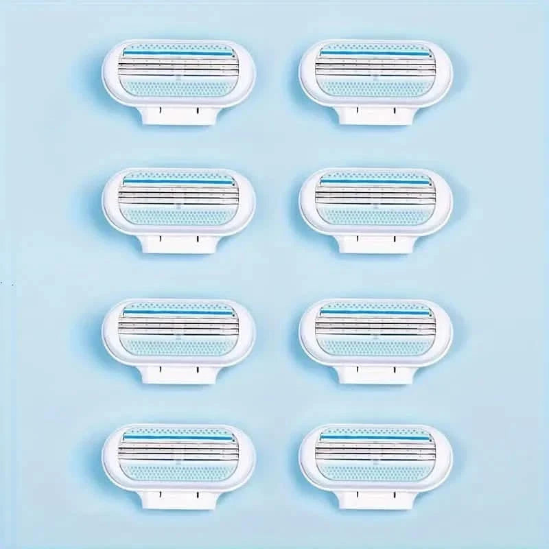 Women's Manual Hair Removal Tool, 1 Handle + 8 Blades, 3-layer Stainless Steel Blades, Non Slip Handle-Women's Manual Hair Removal Tool, 1 Handle + 8 Blades, 3-layer Stainless Steel Blades, Non Slip Handle