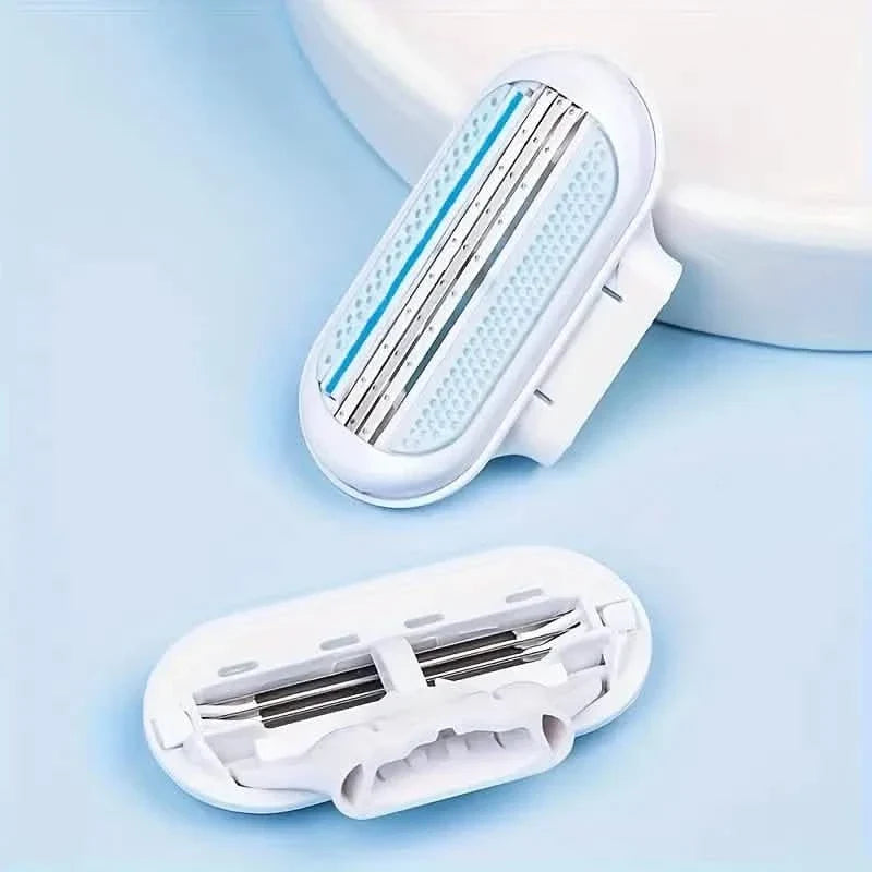 Women's Manual Hair Removal Tool, 1 Handle + 8 Blades, 3-layer Stainless Steel Blades, Non Slip Handle-Women's Manual Hair Removal Tool, 1 Handle + 8 Blades, 3-layer Stainless Steel Blades, Non Slip Handle
