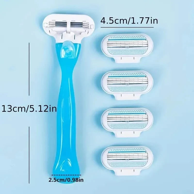 Women's Manual Hair Removal Tool, 1 Handle + 8 Blades, 3-layer Stainless Steel Blades, Non Slip Handle-Women's Manual Hair Removal Tool, 1 Handle + 8 Blades, 3-layer Stainless Steel Blades, Non Slip Handle