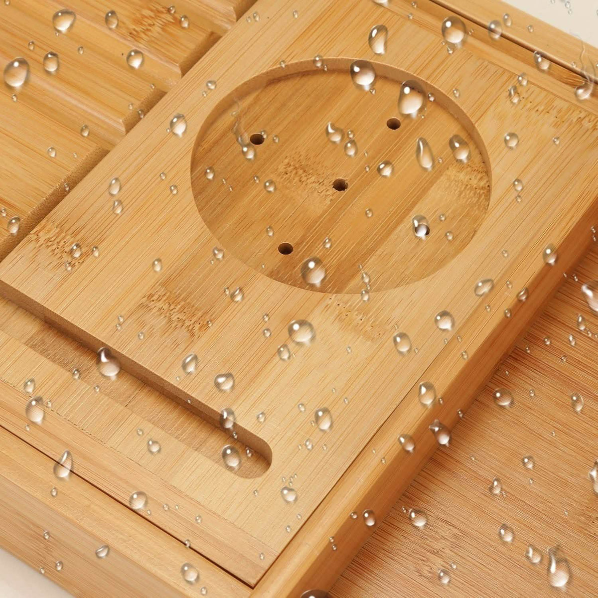 Wooden Bathtub Tray with Wine Glass Slot Phone Tray Book Holder-Wooden Bathtub Tray with Wine Glass Slot Phone Tray Book Holder
