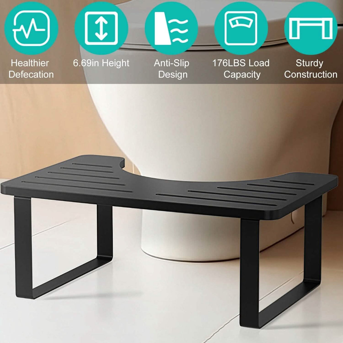 Wooden Metal Stool Height Bathroom Toilet Stool-Wooden Metal Stool Height Bathroom Toilet Stool