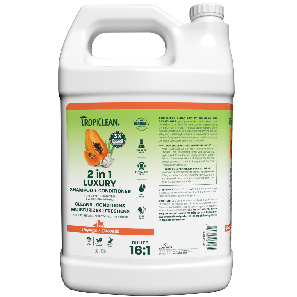 TropiClean 2-in-1 Dog Shampoo and Conditioner, Professional Dog Shampoo, Gallon-TropiClean 2-in-1 Dog Shampoo and Conditioner, Professional Dog Shampoo, Gallon